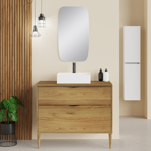 Sicily Caramel Oak 1000mm Wall Hung Vanity Unit