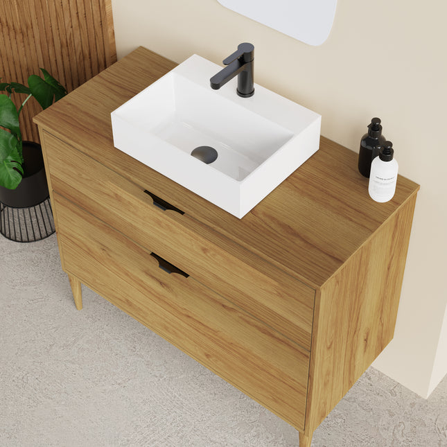 Sicily Caramel Oak 1000mm Wall Hung Vanity Unit