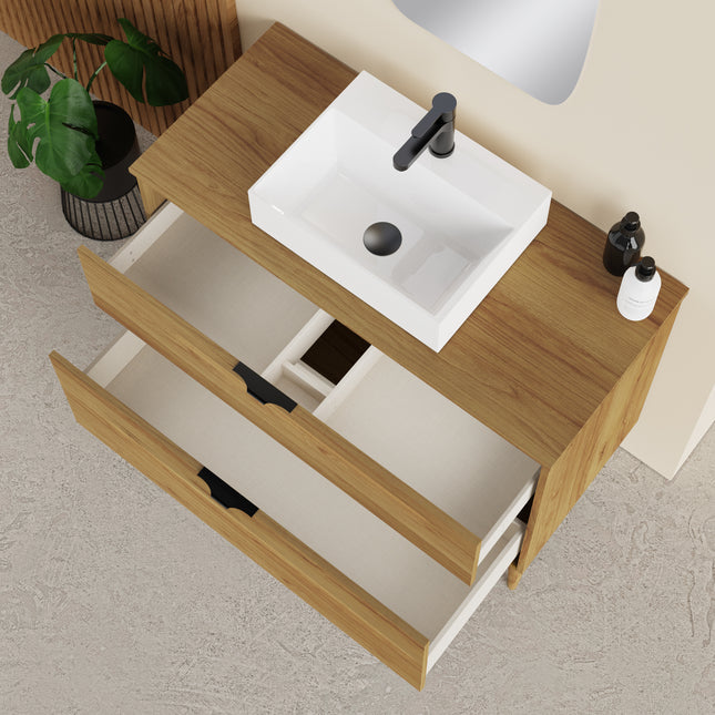 Sicily Caramel Oak 1000mm Wall Hung Vanity Unit