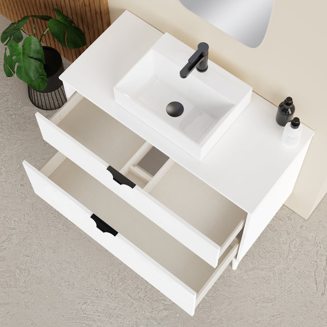 Sicily Matt White 1000mm Wall Hung Vanity Unit