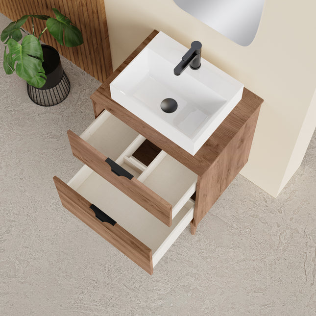 Sicily Exotic Walnut 600mm Wall Hung Vanity Unit