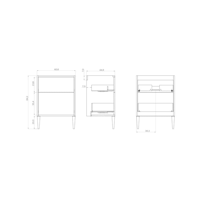 Sicily Exotic Walnut 600mm Wall Hung Vanity Unit