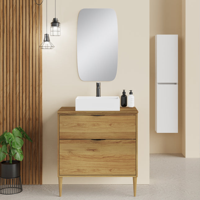 Sicily  Caramel Oak 800mm Wall Hung Vanity Unit