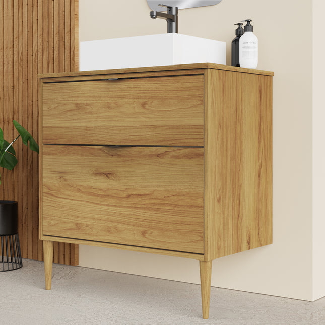 Sicily  Caramel Oak 800mm Wall Hung Vanity Unit