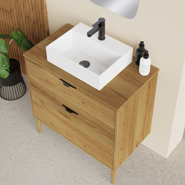 Sicily  Caramel Oak 800mm Wall Hung Vanity Unit