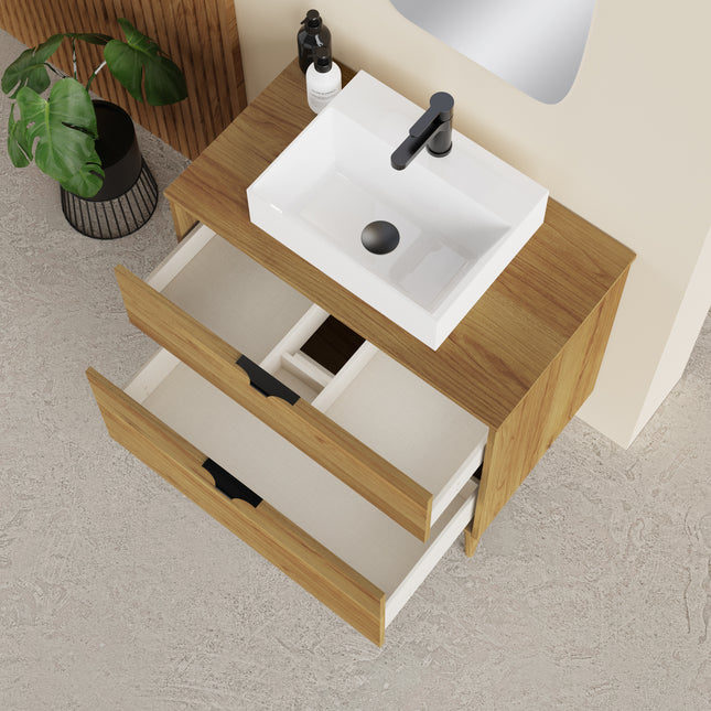 Sicily  Caramel Oak 800mm Wall Hung Vanity Unit