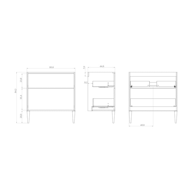 Sicily  Caramel Oak 800mm Wall Hung Vanity Unit