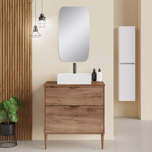 Sicily Exotic Walnut  800mm Wall Hung Vanity Unit