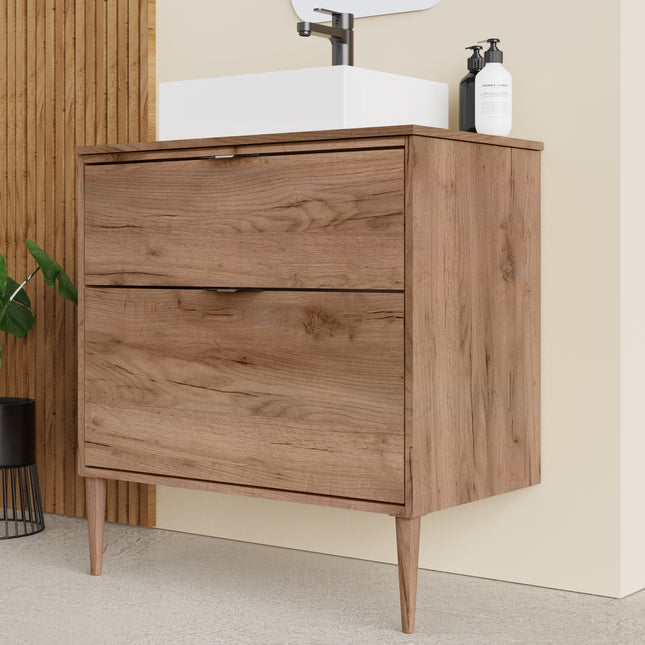 Sicily Exotic Walnut  800mm Wall Hung Vanity Unit