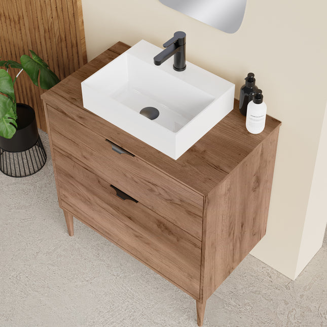 Sicily Exotic Walnut  800mm Wall Hung Vanity Unit