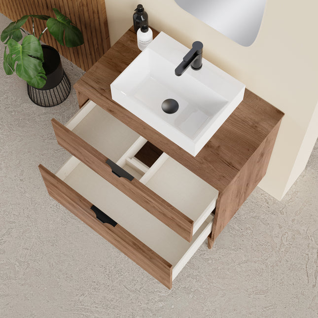 Sicily Exotic Walnut  800mm Wall Hung Vanity Unit