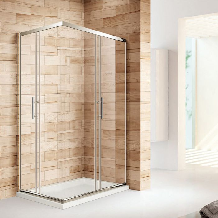 NILE 900x800mm Reversible Framed Sliding Corner Entry Shower Enclosure