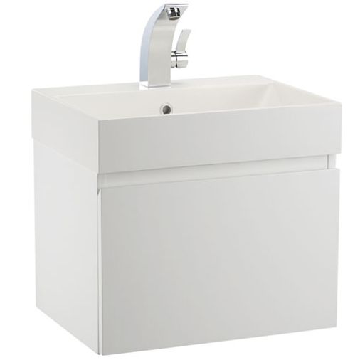 Geo 600mm Wall Hung Basin Unit inc Basin Complete - Gloss White