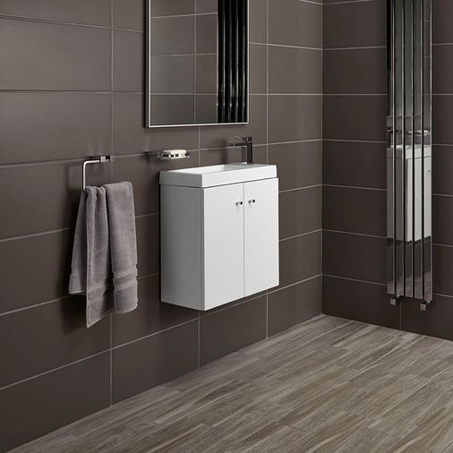 Rabat Duo 495mm Wall Hung Bathroom Vanity Unit & Basin - Gloss White