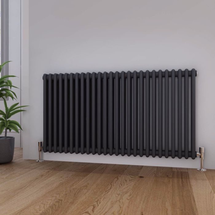 NILE Traditional 600x1190mm Anthracite Victorian Grey 2 Column Horizontal Radiator