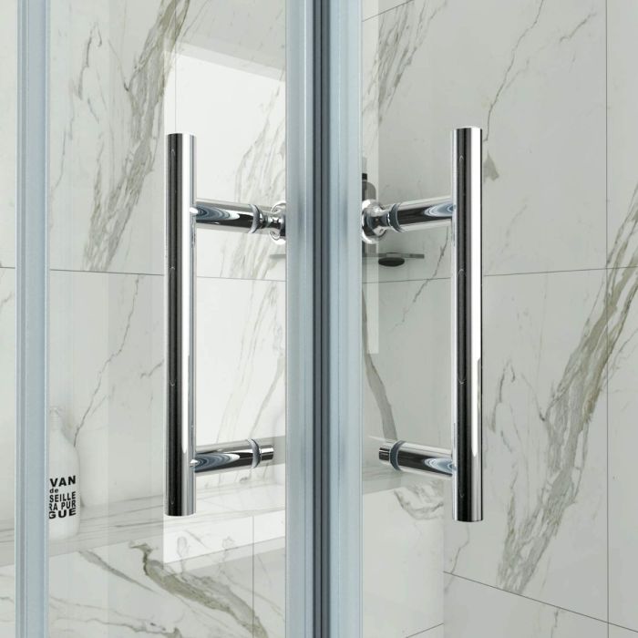 NILE 800 x 800mm Reversible Framed Corner Entry Sliding Shower Enclosure Cubicle