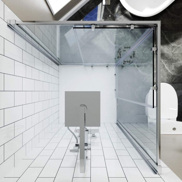 NILE 1000 x 900mm Reversible Sliding Corner Entry Shower Enclosure Cubicle