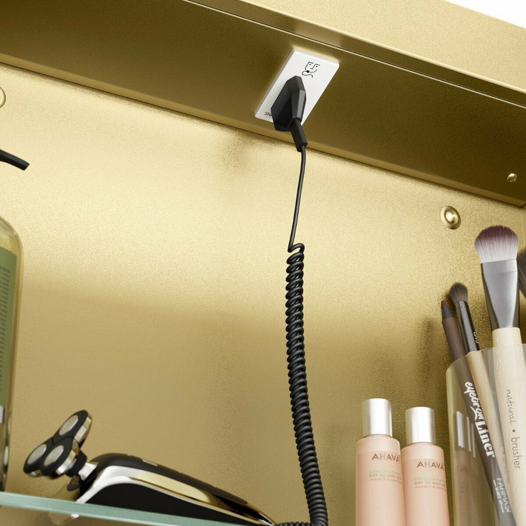 Julietta Brushed Brass Illuminated LED Mirror Cabinet 710x500mm