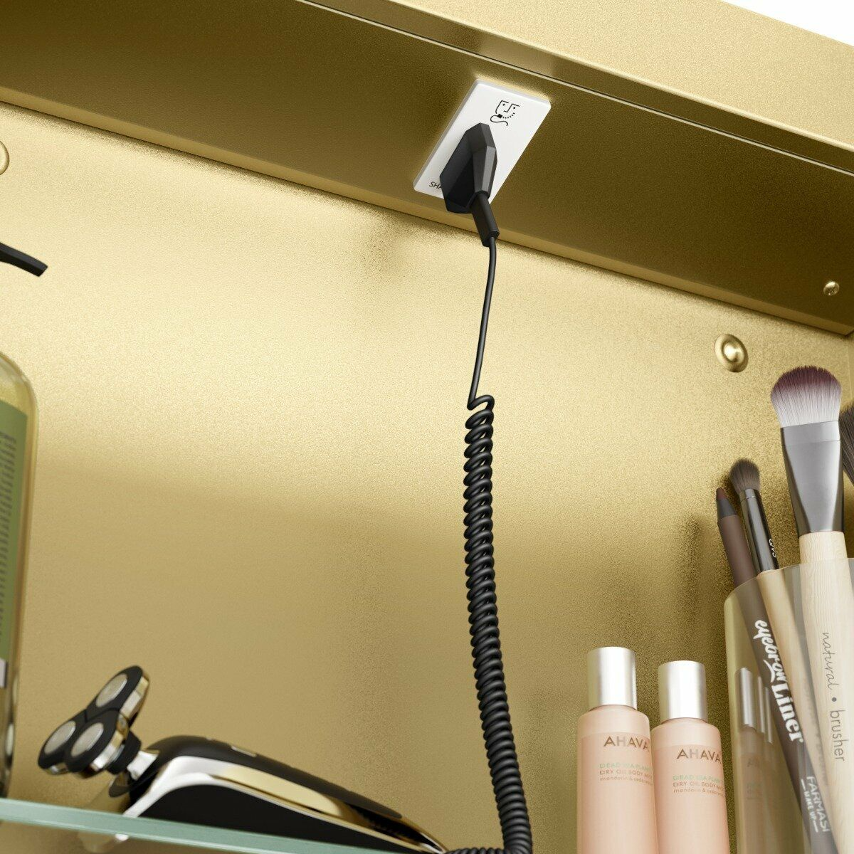 Julietta Brushed Brass Illuminated LED Mirror Cabinet 710x500mm