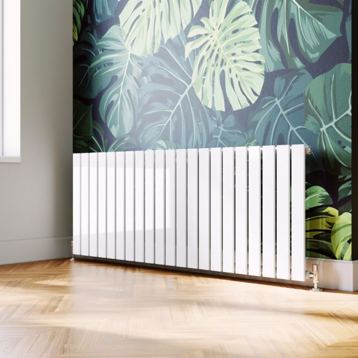 NILE 600 x 1596mm White Single Flat Panel Horizontal Designer Column Radiators