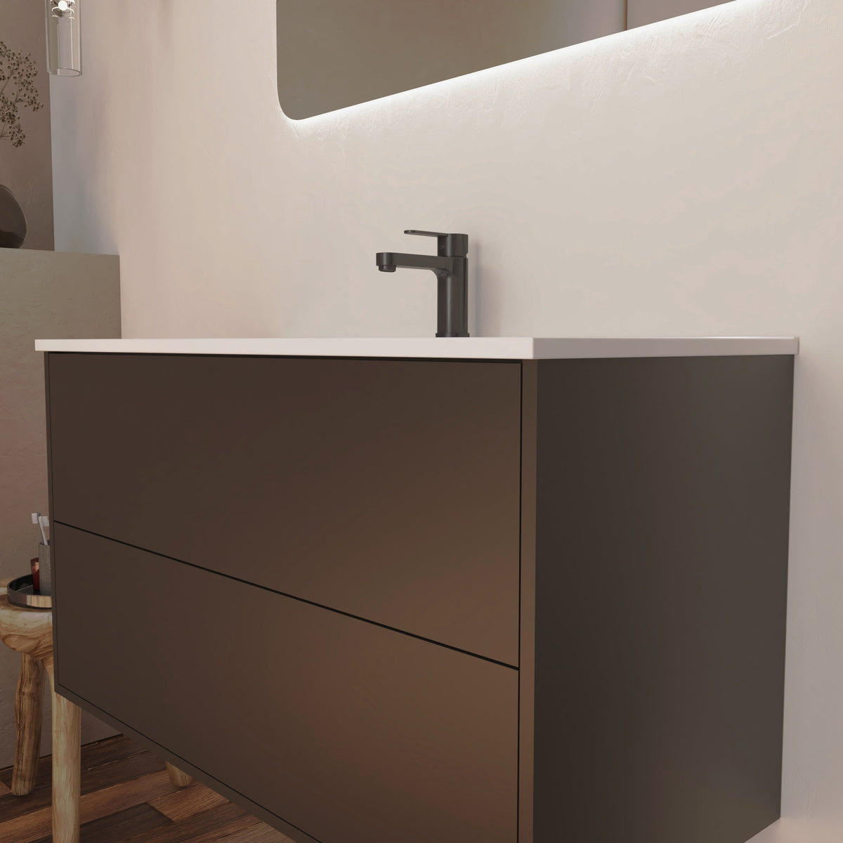 Optimus Noir 1000mm Wall Hung Vanity Unit + Basin - Matt Black