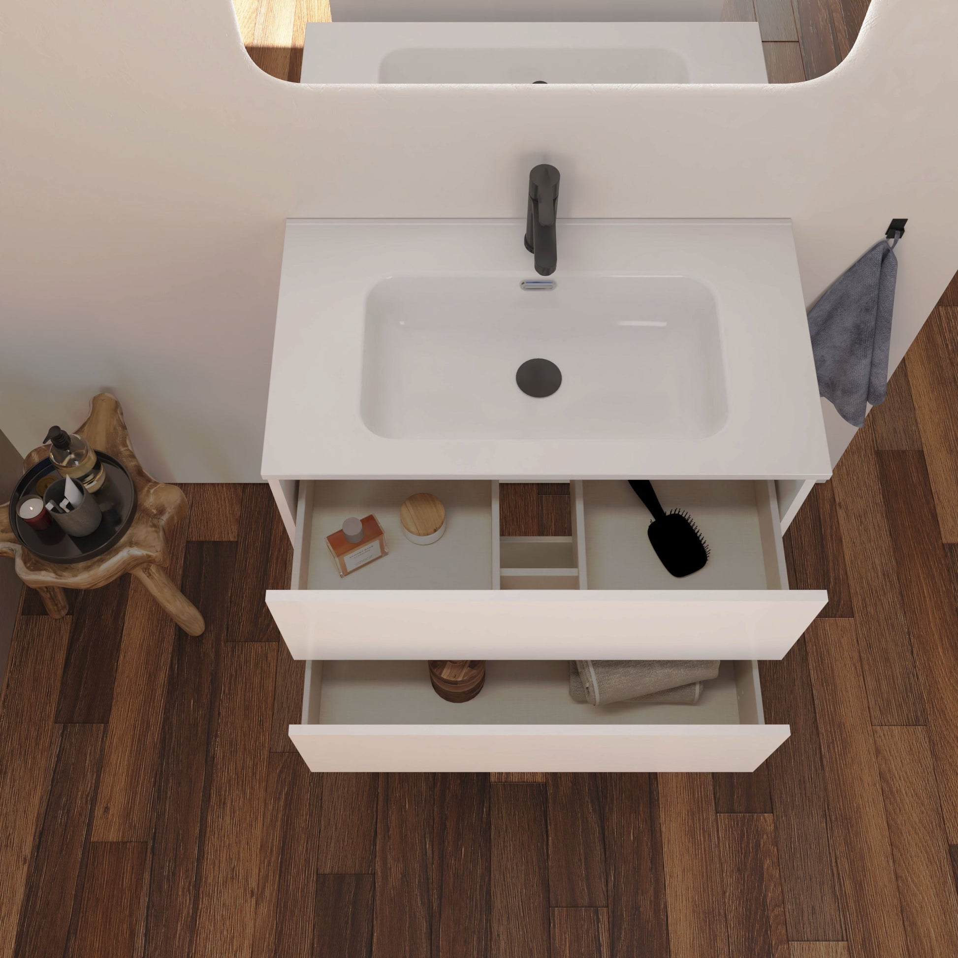Optimus Noir 1000mm Wall Hung Vanity Unit + Basin - Matt White