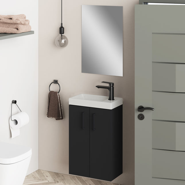Geo 400mm Matt Black Wall Hung Cloakroom Vanity