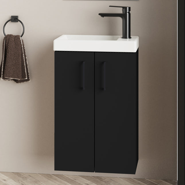 Geo 400mm Matt Black Wall Hung Cloakroom Vanity