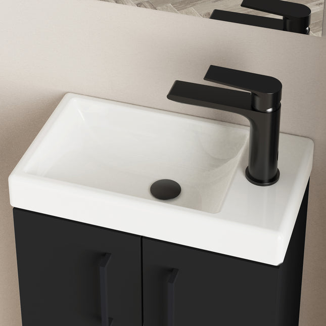 Geo 400mm Matt Black Wall Hung Cloakroom Vanity
