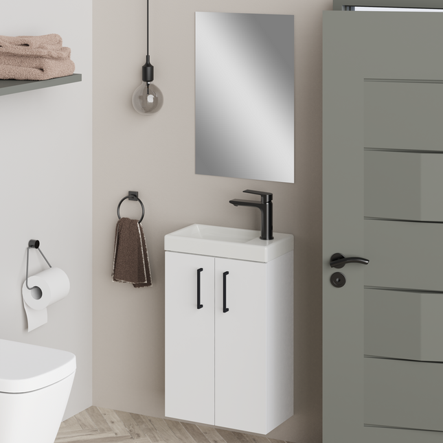 Geo 400mm Matt White Wall Hung Cloakroom Vanity