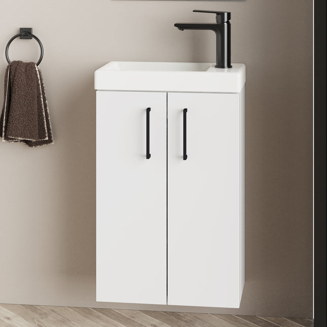 Geo 400mm Matt White Wall Hung Cloakroom Vanity