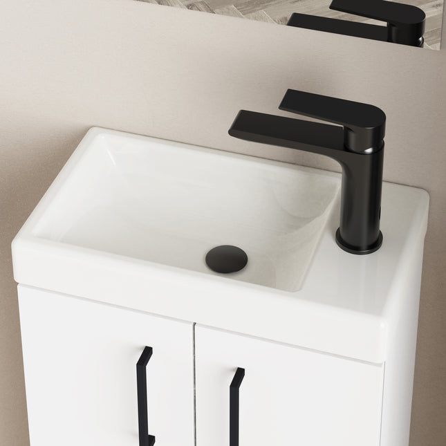 Geo 400mm Matt White Wall Hung Cloakroom Vanity