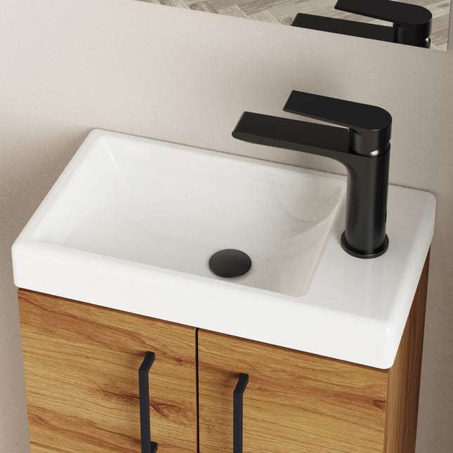 Geo 400mm Caramel Oak Wall Hung Cloakroom Vanity