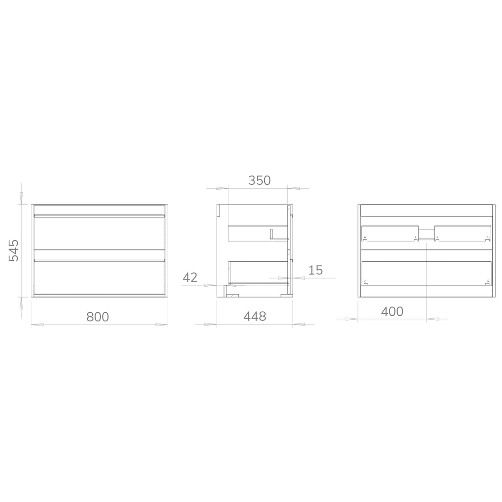 Mattila Noir 800mm Wall Hung Vanity Unit with Matt Black Handles - Rustic Oak