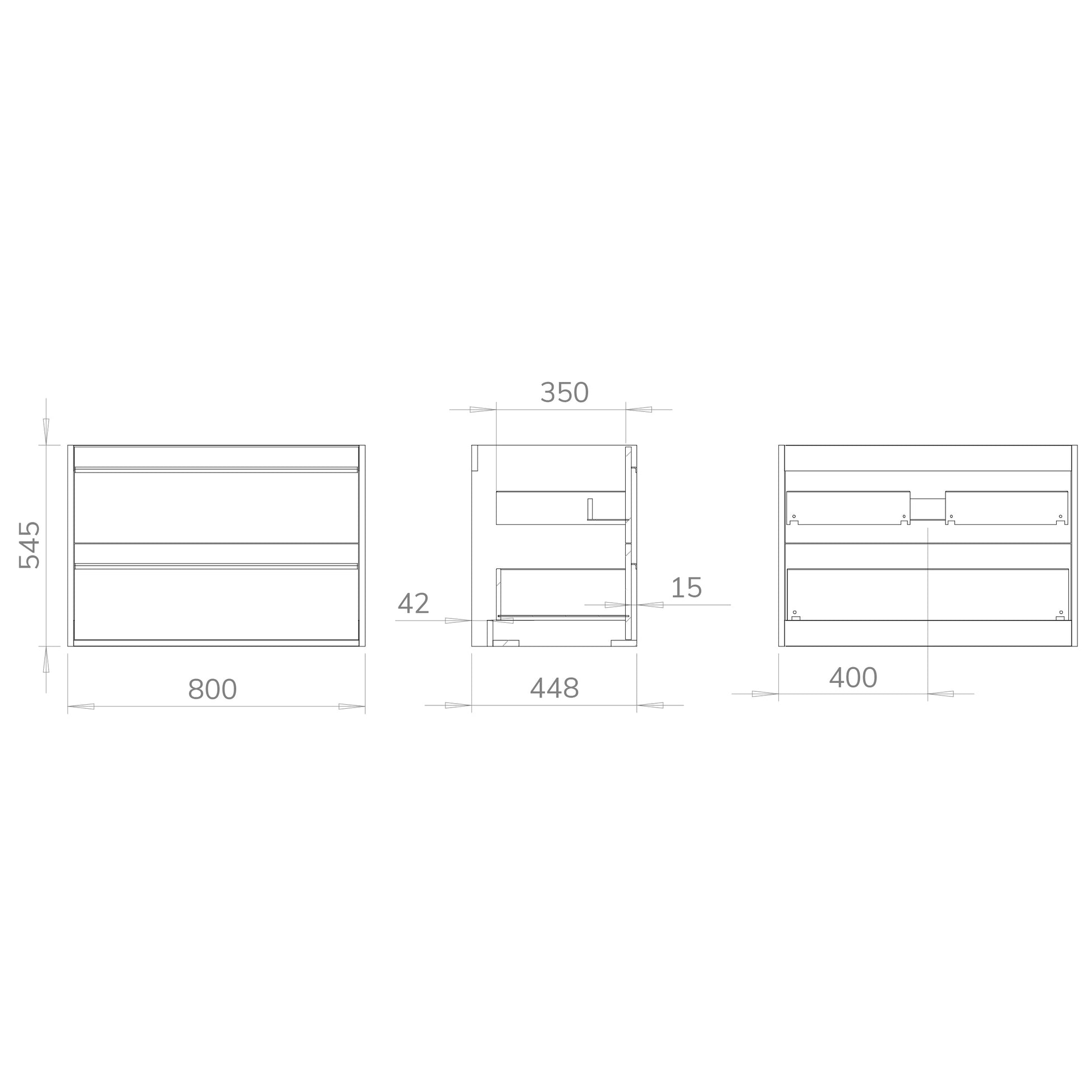 Mattila Noir 800mm Wall Hung Vanity Unit with Matt Black Handles - Rustic Oak