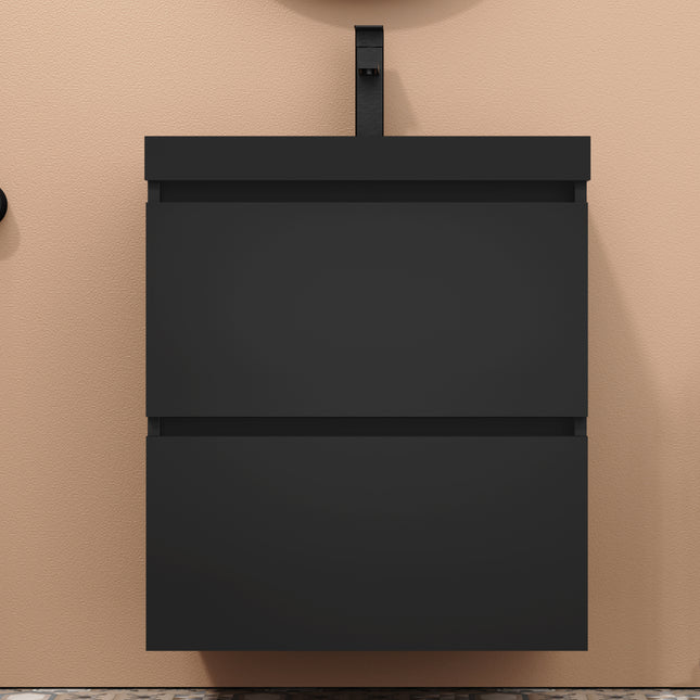Casa Blanca Matt Black 600mm Double Drawer Wall Hung Vanity Unit