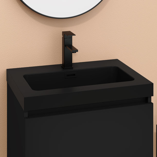 Casa Blanca Matt Black 600mm Double Drawer Wall Hung Vanity Unit