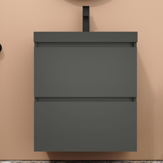 Casa Blanca Matt Grey 600mm Double Drawer Wall Hung Vanity Unit