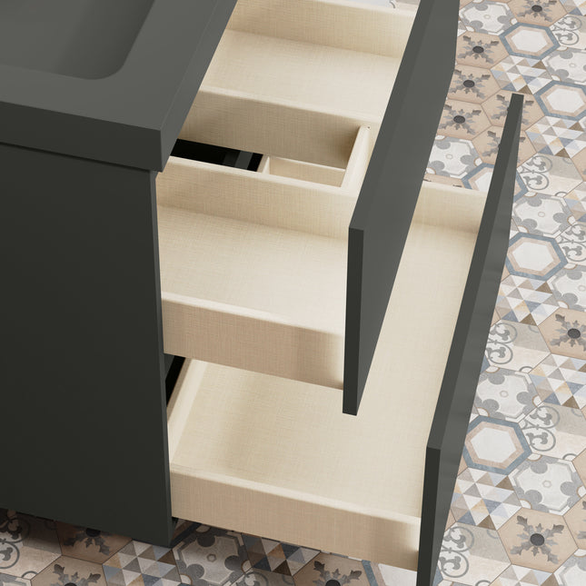 Casa Blanca Matt Grey 800mm Double Drawer Wall Hung Vanity Unit