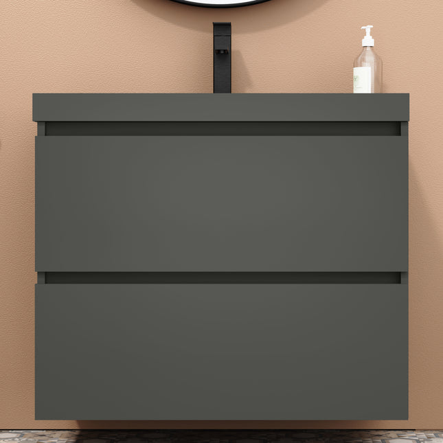 Casa Blanca Matt Grey 800mm Double Drawer Wall Hung Vanity Unit
