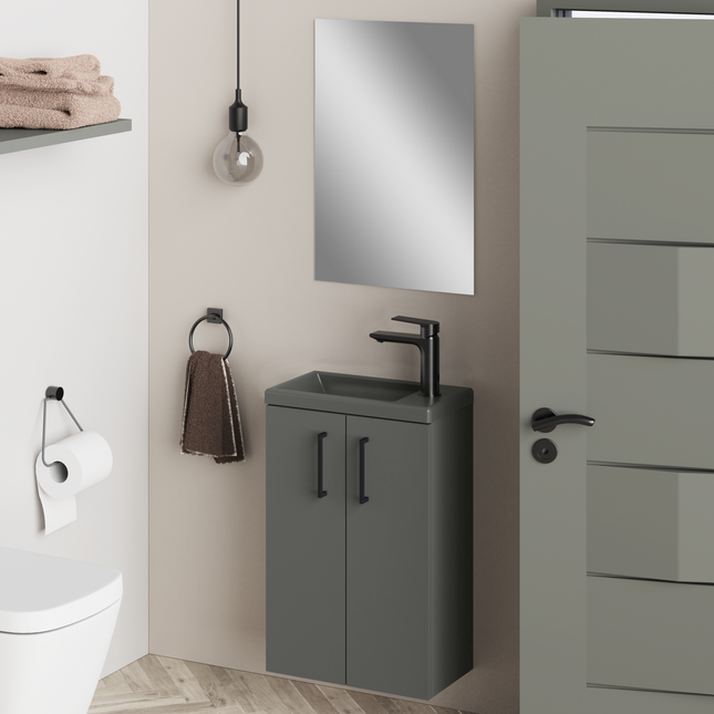 Geo 400mm Matt Grey Wall Hung Cloakroom Vanity