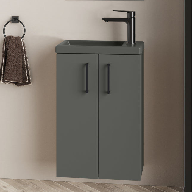 Geo 400mm Matt Grey Wall Hung Cloakroom Vanity