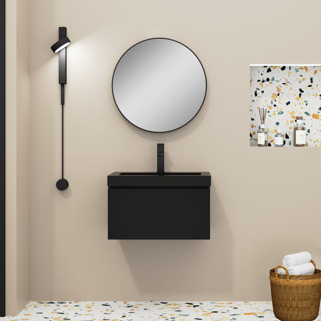 Casa Blanca Matt Black 600mm Wall Hung Vanity Unit