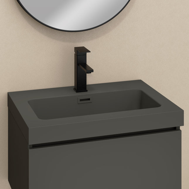 Casa Blanca Matt Grey 600mm Double Drawer Wall Hung Vanity Unit