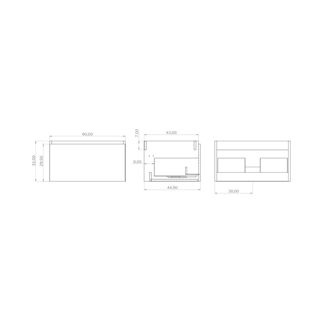 Casa Blanca Matt Grey 600mm Wall Hung Vanity Unit