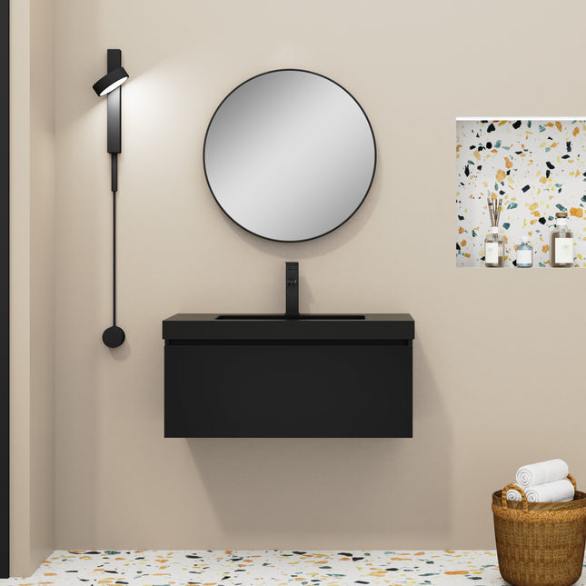 Casa Blanca Matt Black 800mm Wall Hung Vanity Unit