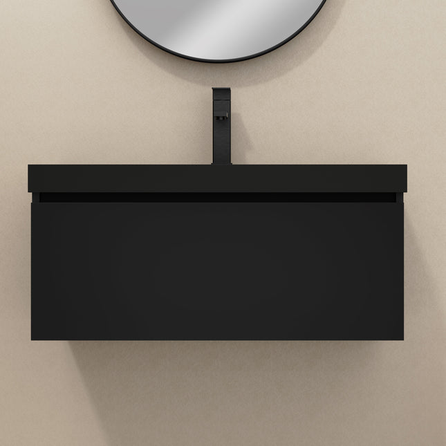 Casa Blanca Matt Black 800mm Wall Hung Vanity Unit
