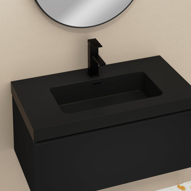 Casa Blanca Matt Black 800mm Wall Hung Vanity Unit
