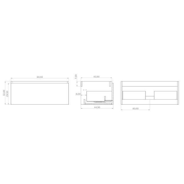 Casa Blanca Matt Black 800mm Wall Hung Vanity Unit