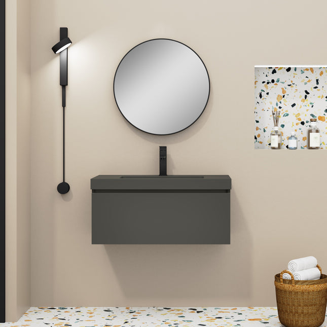 Casa Blanca Matt Grey 800mm Wall Hung Vanity Unit